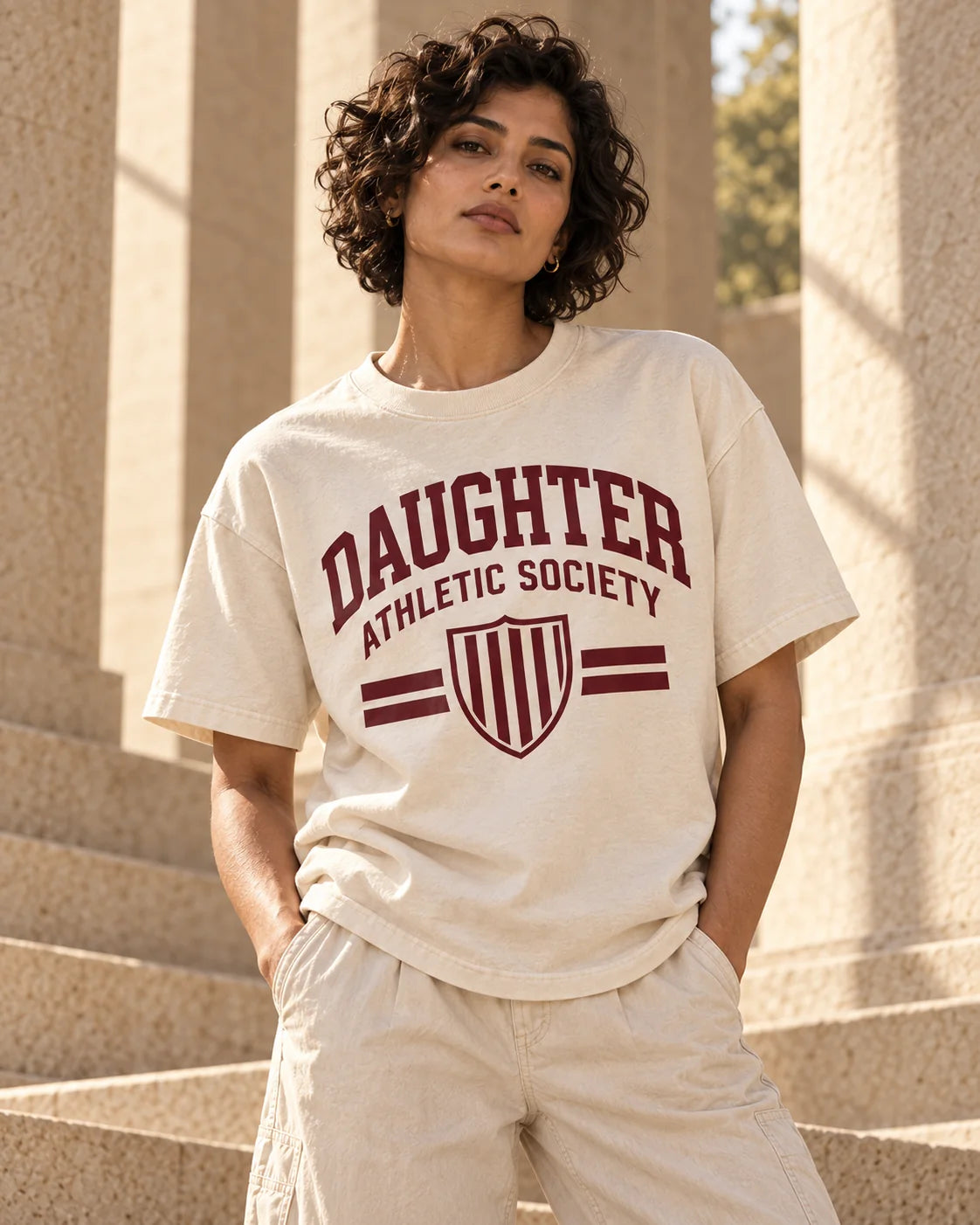 Model wearing Daughter Athletic Society in its launch color