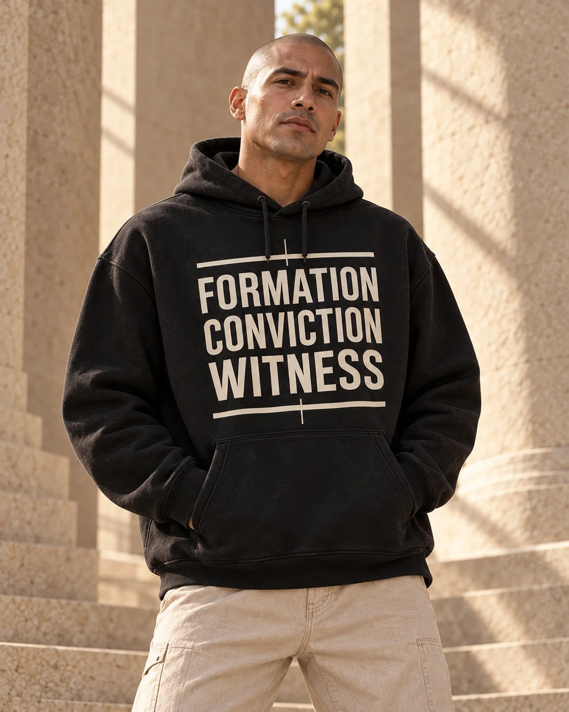 Model wearing Manifesto 001 in its launch color